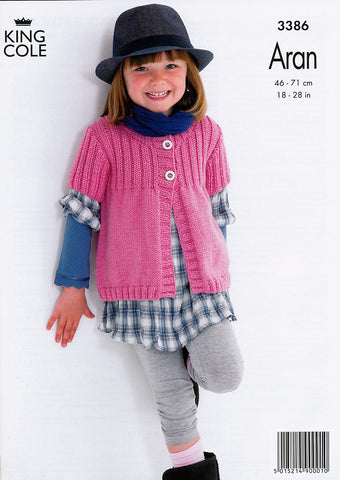 Rib Yoke Cardigans in King Cole Fashion Aran (3386)