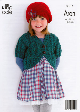 Cabled Cardigans in King Cole Fashion Aran (3387)