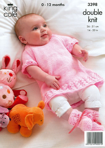 Cardigan, Dress and Bootess in King Cole DK (3398)