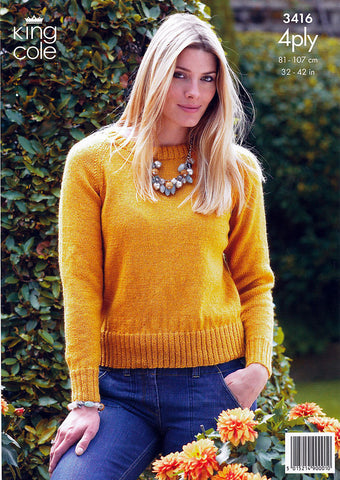 Sweater & Cardigan in King Cole 4 Ply (3416)