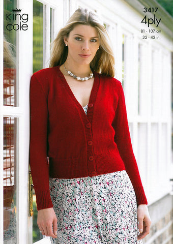 Sweater & Cardigan in King Cole 4 Ply (3417)