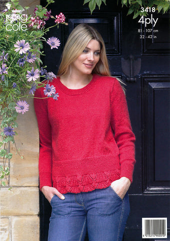 Cardigan & Sweater in King Cole 4 Ply (3418)