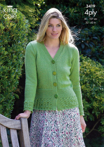 Cardigan & Sweater in King Cole 4 Ply (3419)