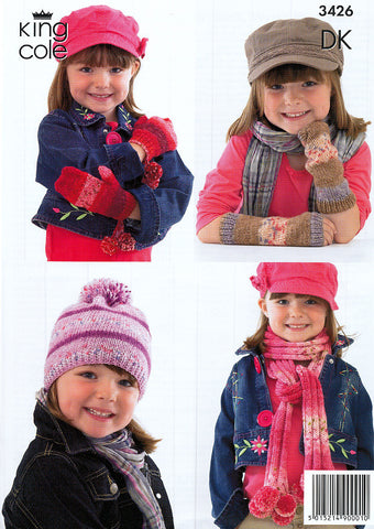 Scarves, Leg Warmers, Wrist Warmers, Mitts and Hat in King Cole Splash DK (3426)