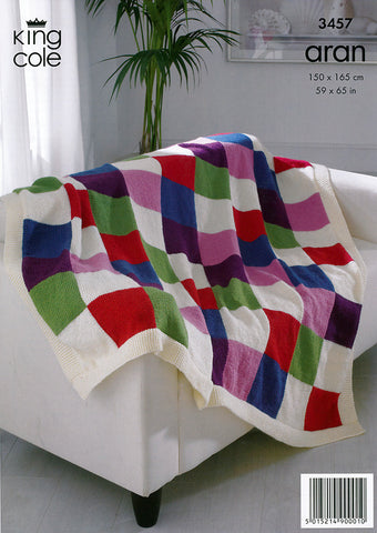 Multi-Coloured Afghan in King Cole Aran (3457)