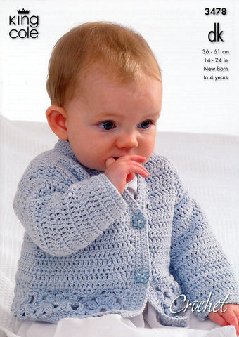 Cardigan, Hooded Gilet, Long and Short Sleeved Sweaters in King Cole DK (3478)