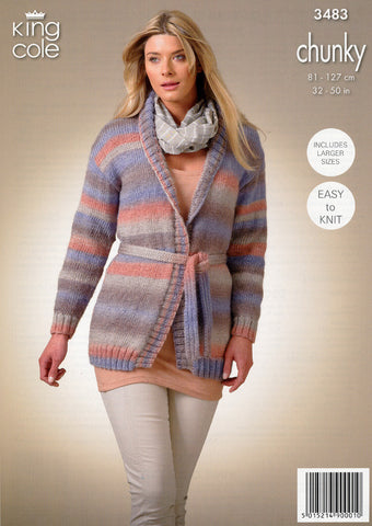 Ladies Cardigan and Waistcoat in King Cole Riot Chunky (3483)