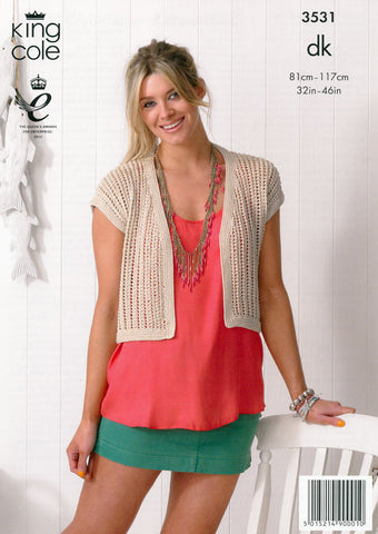 Cardigan and Waistcoat in King Cole Bamboo Cotton DK (3531)