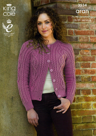 Cardigans in King Cole Aran (3534)