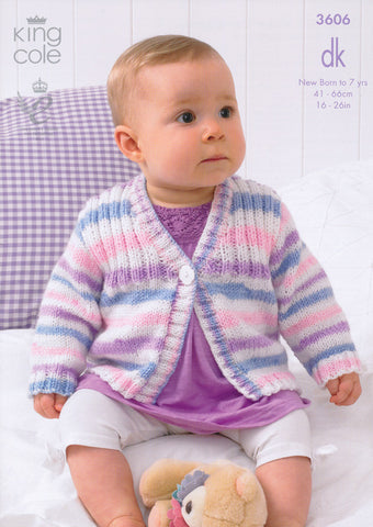 Rib Yoke Cardigan in King Cole Candystripe DK (3606)