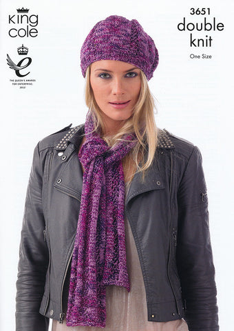 Hats and Scarves in King Cole Shades DK and Merino Blend DK  (3651)