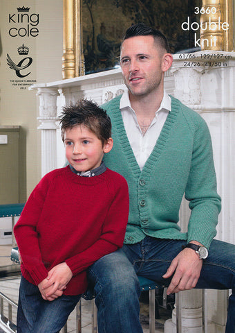 Cardigan and Sweater in King Cole Merino Blend DK (3660)