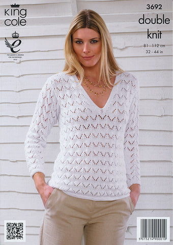 Sweater and Cardigan in King Cole Bamboo Cotton DK (3692)