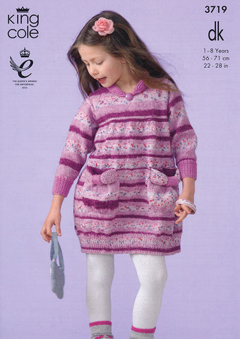 Cardigan and Dress in King Cole Splash DK and King Cole Pricewise DK (3719)