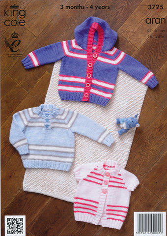 Jacket, Sweater and Cardigan in King Cole Comfort Aran (3725)