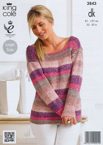 Ladies Sweater in King Cole Shine DK (3843)