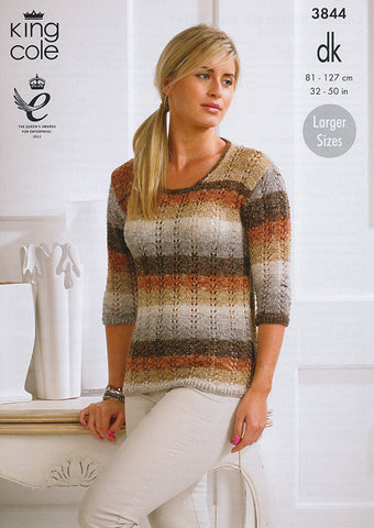Ladies Sweater and Scarf in King Cole Shine DK (3844)