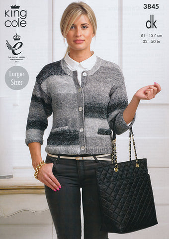 Ladies Cardigans in King Cole Shine DK (3845)