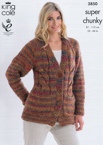 Cardigan and Top in King Cole Super Chunky (3850)