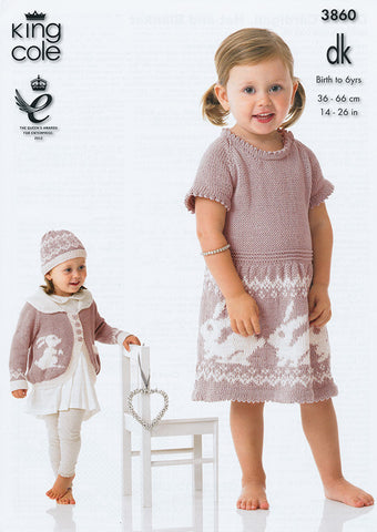 Dress, Cardigan, Hat and Blanket in King Cole DK (3860)