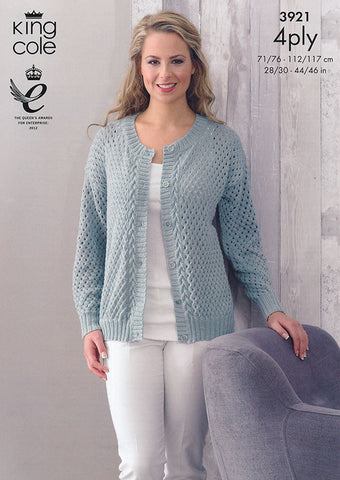 Cardigan and Sweater in King Cole Bamboo 4 Ply (3921)