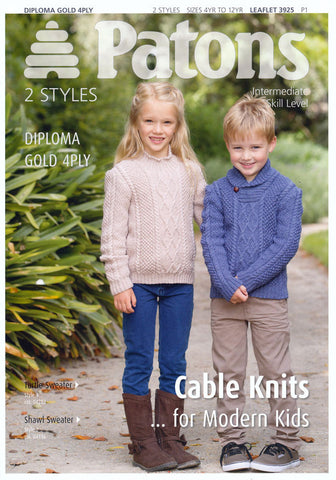 Cable Knits for Modern Kids in Patons Diploma Gold 4 Ply (3925)