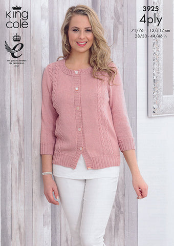 Cardigan and Top in King Cole Bamboo 4Ply (3925)