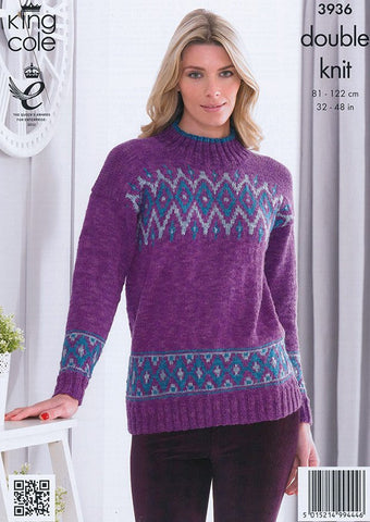 Mens and Womens Sweaters in King Cole Moods Duet DK (3936)
