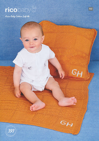 Blanket and Cushion in Rico Design Baby Cotton Soft DK (393)