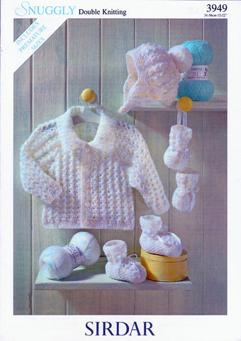 Jacket, Hat, Bootees & Mittens in Sirdar Snuggly DK (3949)
