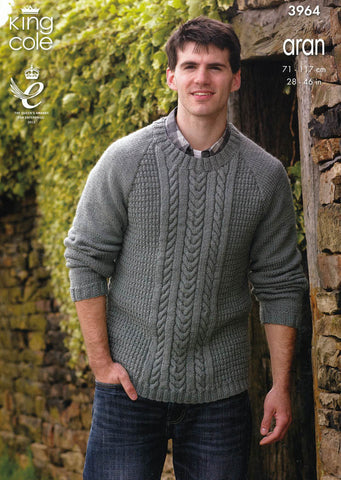Cabled Sweater and Hoodie in King Cole Fashion Aran (3964)