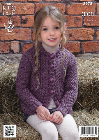 Sweater and Cardigan in King Cole Big Value Aran (3978)