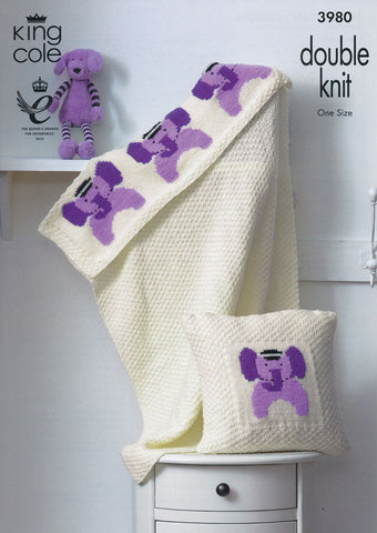 Blanket and Cushion in King Cole Comfort DK (3980)