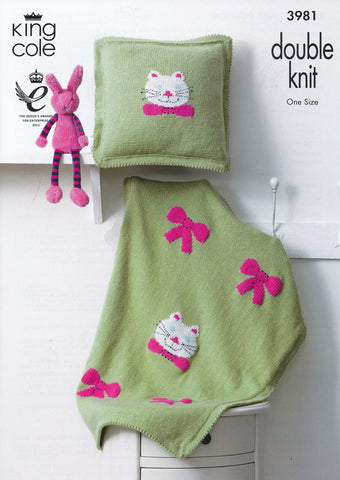 Blanket and Cushion in King Cole Comfort DK (3981)