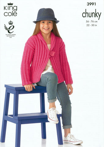 Girls Jacket in King Cole Comfort Chunky (3991)