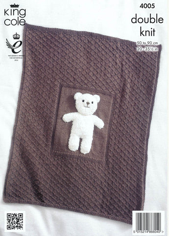 Baby Blankets and Teddy Bear Toy in King Cole DK (4005)