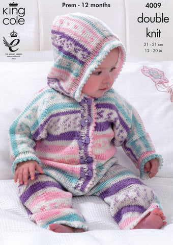 All In One, Jacket and Socks in King Cole Cherish DK (4009)