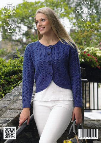 Curved and Straight Cardigans in King Cole Merino Blend DK (4071)