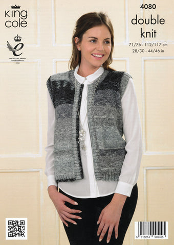 Edge to Edge Cardigan and Waistcoat in King Cole Shine DK (4080)