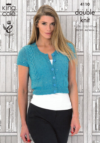 Ladies Cap Sleeved Cardigan and Long Sleeved Sweater in King Cole Galaxy DK (4110)