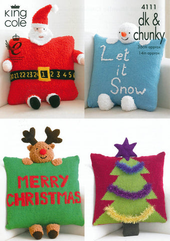 Christmas Novelty Cushions in King Cole DK & Chunky (4111)