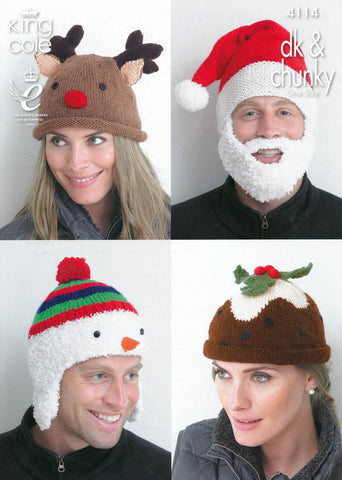 Adult's Novelty Hats in King Cole DK and Chunky (4114)