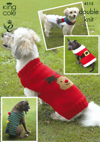 Christmas Dog Coats in King Cole DK (4115)