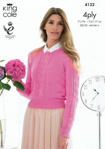 Top and Sweater in King Cole Bamboo 4 Ply (4132)