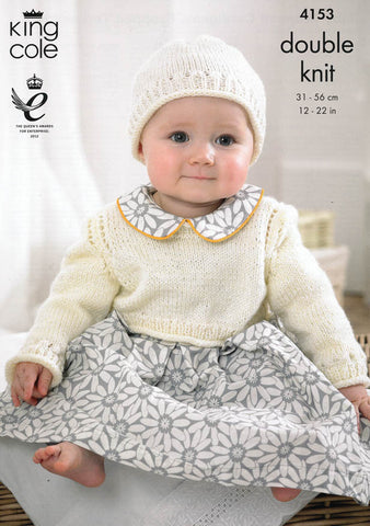 Baby Cropped Cardigans, Cropped Top and Hat in King Cole Baby DK (4153)
