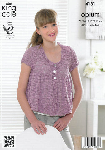 Frilled Top and Frilled Cardigan in King Cole Opium (4181)