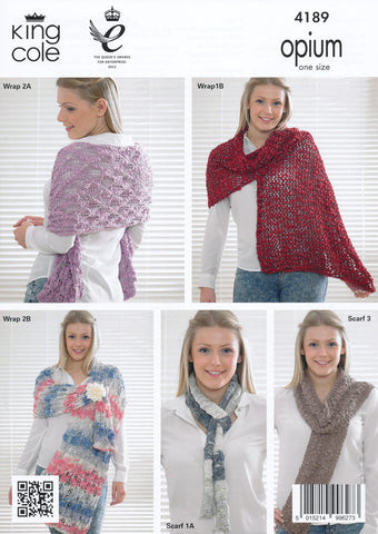 Wraps and Scarfs in King Cole Opium and Opium Palette (4189)