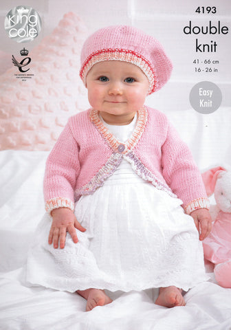 Baby Cardies and Beret in King Cole Cherish and Cherished DK (4193)