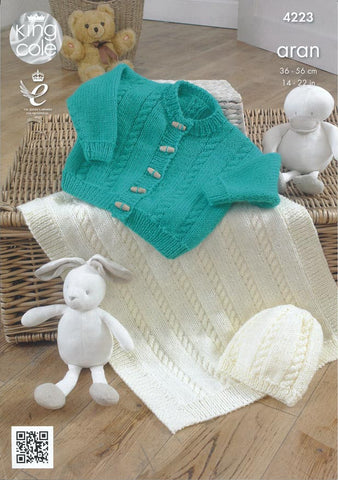 Cardigan, Hat and Blanket in King Cole Comfort Aran (4223)