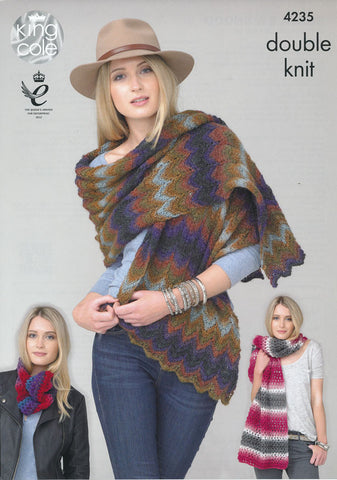Shawls and Snood in King Cole Riot DK (4235)